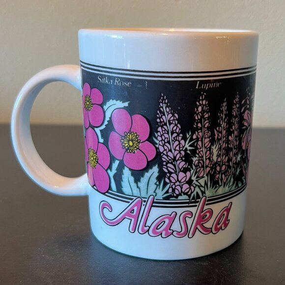 FLOWERS of ALASKA Mug ~ Sitka Rose ~ Lupine ~ Forget-Me-Not ~ Iceland Poppy - Picture 2 of 14
